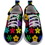 Colorful flowers on a black background pattern                                                         Kids Athletic Shoes