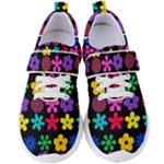 Colorful flowers on a black background pattern                                                         Women s Velcro Strap Shoes
