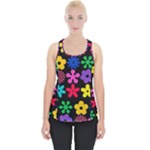 Colorful flowers on a black background pattern                                                          Piece Up Tank Top