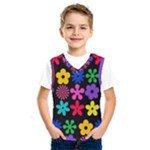 Colorful flowers on a black background pattern                                                                Kids  Basketball Tank Top