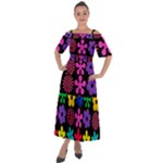Colorful flowers on a black background pattern                                                               Shoulder Straps Boho Maxi Dress