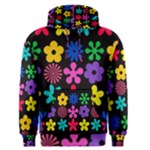 Colorful flowers on a black background pattern                                                            Men s Pullover Hoodie
