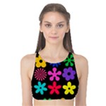 Colorful flowers on a black background pattern                                                            Tank Bikini Top