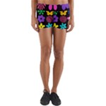 Colorful flowers on a black background pattern                                                          Yoga Shorts