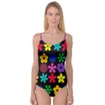 Colorful flowers on a black background pattern                                                            Camisole Leotard