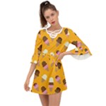 Ice cream on an orange background pattern                                                                Criss Cross Mini Dress