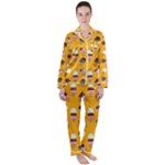 Ice cream on an orange background pattern                                                          Satin Long Sleeve Pyjamas Set