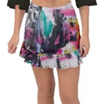 Graffiti Grunge Fishtail Mini Chiffon Skirt