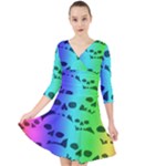 Rainbow Skull Collection Quarter Sleeve Front Wrap Dress