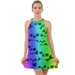 Rainbow Skull Collection Halter Tie Back Chiffon Dress
