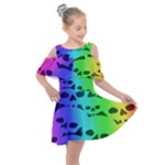 Rainbow Skull Collection Kids  Shoulder Cutout Chiffon Dress