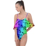 Rainbow Skull Collection Drape Piece Swimsuit