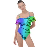 Rainbow Skull Collection Frill Detail One Piece Swimsuit