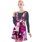 Pink Checker Graffiti  Plunge Pinafore Velour Dress