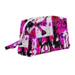 Pink Checker Graffiti  Wristlet Pouch Bag (Medium)