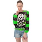 Deathrock Skull Banded Bottom Chiffon Top