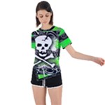 Deathrock Skull Asymmetrical Short Sleeve Sports Tee