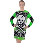 Deathrock Skull Long Sleeve Hoodie Dress