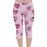 Emoji Heart Velvet Capri Leggings 