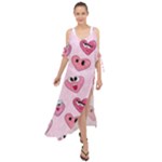 Emoji Heart Maxi Chiffon Cover Up Dress