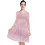 Pink Wood Quarter Sleeve Waist Band Dress