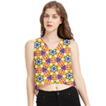 Wavey shapes pattern                                                              V-Neck Cropped Tank Top