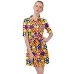 Wavey shapes pattern                                                                 Belted Shirt Dress