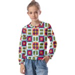 Shapes in shapes 2                                  Kids  Long Sleeve Tee with Frill