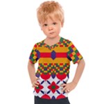 Red flowers and colorful squares                                                                Kids  Sports Tee