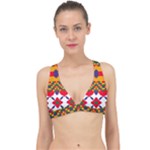 Red flowers and colorful squares                                                                Classic Banded Bikini Top