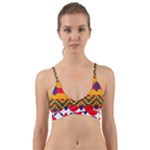 Red flowers and colorful squares                                                                 Wrap Around Bikini Top