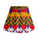 Red flowers and colorful squares                                                                    Mini Flare Skirt