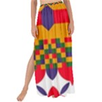Red flowers and colorful squares                                                                Maxi Chiffon Tie-Up Sarong