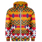 Red flowers and colorful squares                                                                  Men s Zipper Hoodie