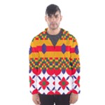Red flowers and colorful squares                                                                  Mesh Lined Wind Breaker (Men)