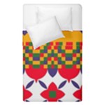 Red flowers and colorful squares                                                                   Duvet Cover (Single Size)