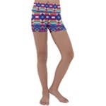Pastel shapes rows on a purple background                                                                   Kids  Lightweight Velour Yoga Shorts