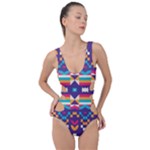 Pastel shapes rows on a purple background                                                                   Side Cut Out Swimsuit