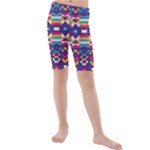 Pastel shapes rows on a purple background                                                                 Kids  Mid Length Swim Shorts