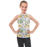 Flowers on a white background pattern                                                                  Kids  Sleeveless Polo Tee