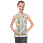 Flowers on a white background pattern                                                                 Kids  Sleeveless Hoodie