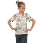 Flowers on a white background pattern                                                                 Kids  Mesh Piece Tee