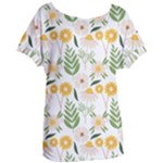 Flowers on a white background pattern                                                                  Women s Oversized Tee