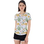 Flowers on a white background pattern                                                                    Back Cut Out Sport Tee
