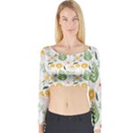 Flowers on a white background pattern                                                                    Long Sleeve Crop Top