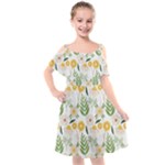 Flowers on a white background pattern                                                                      Cut Out Shoulders Chiffon Dress