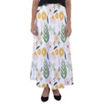 Flowers on a white background pattern                                                                  Flared Maxi Skirt