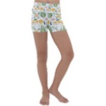 Flowers on a white background pattern                                                                    Kids  Lightweight Velour Yoga Shorts