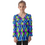 Colorful stars pattern                                                           Kids  V Neck Casual Top