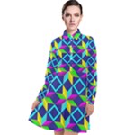 Colorful stars pattern                                                                       Long Sleeve Chiffon Shirt Dress